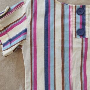 Striped Crop Shirt with Buttons